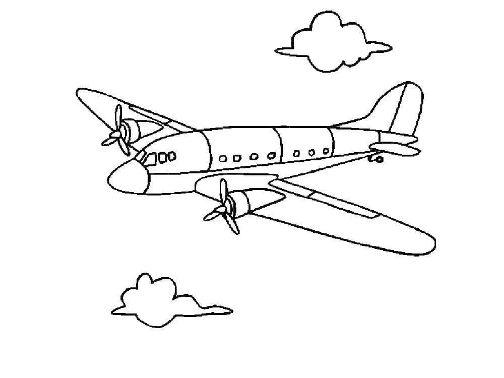 Dibujos de Aviones y dos Nubes para colorear