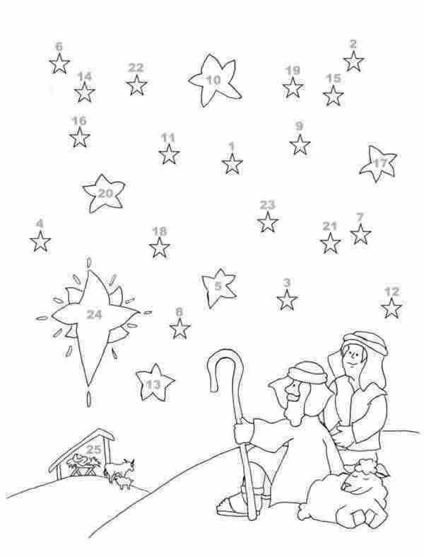 Dibujos de Ayuda a Los Reyes Magos a Contar las Estrellas Del Cielo para colorear