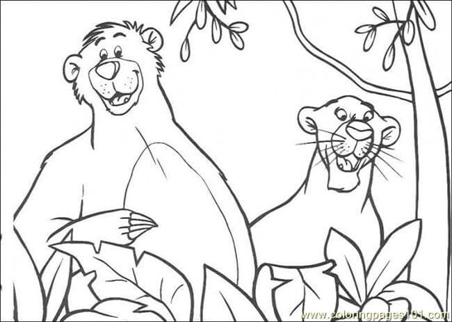 Dibujos de Bagheera con Baloo para colorear