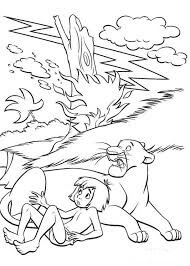 Bagheera y Mowgli en la Jungla para colorir
