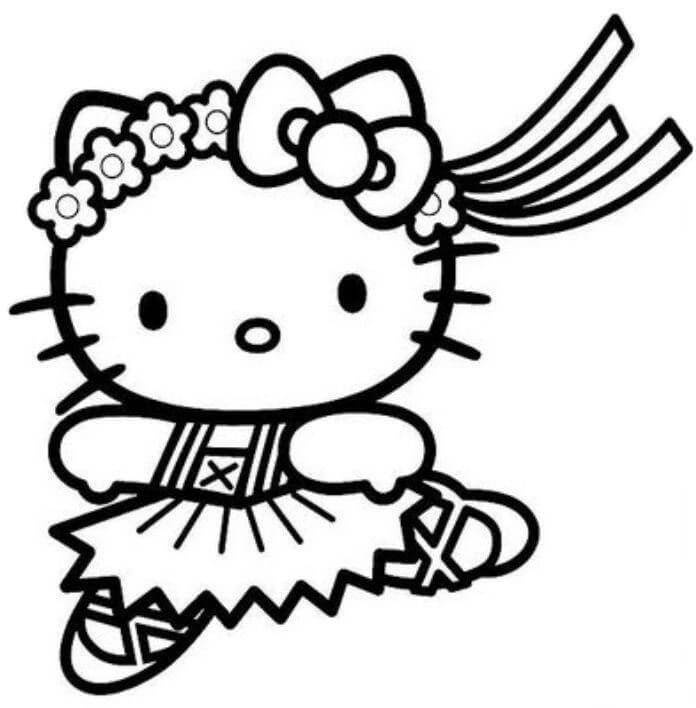 Dibujos de Ballet Bailando de Hello Kitty para colorear