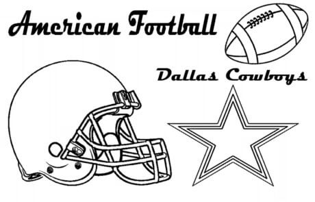 Balón De Fútbol y Casco De Los Dallas Cowboys para colorir