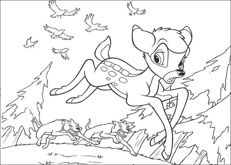 Dibujos de Bambi Corriendo para colorear