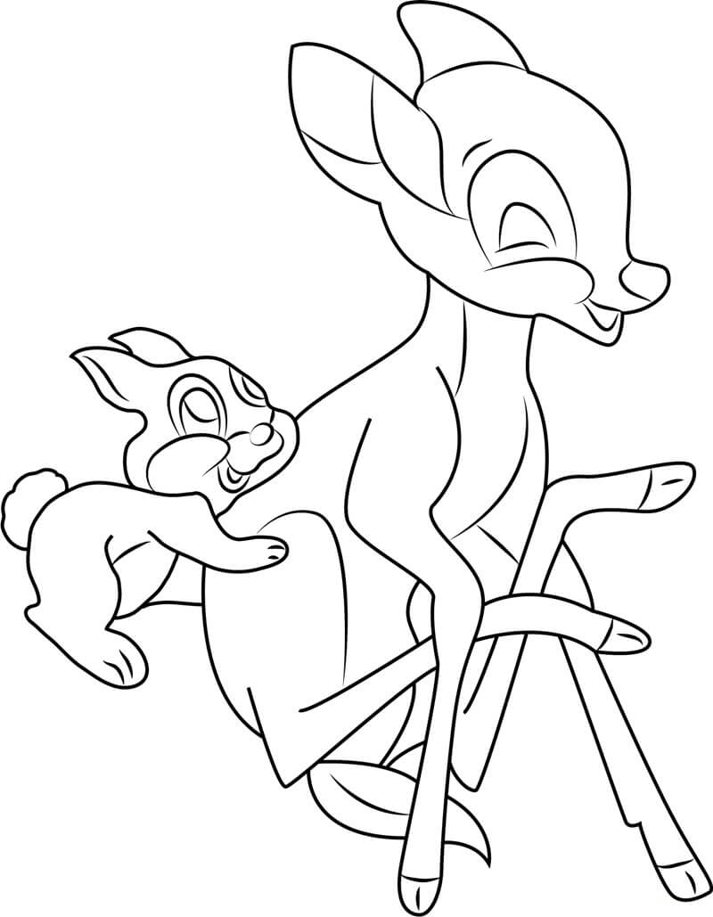 Dibujos de Bambi Jugando con Truenos para colorear