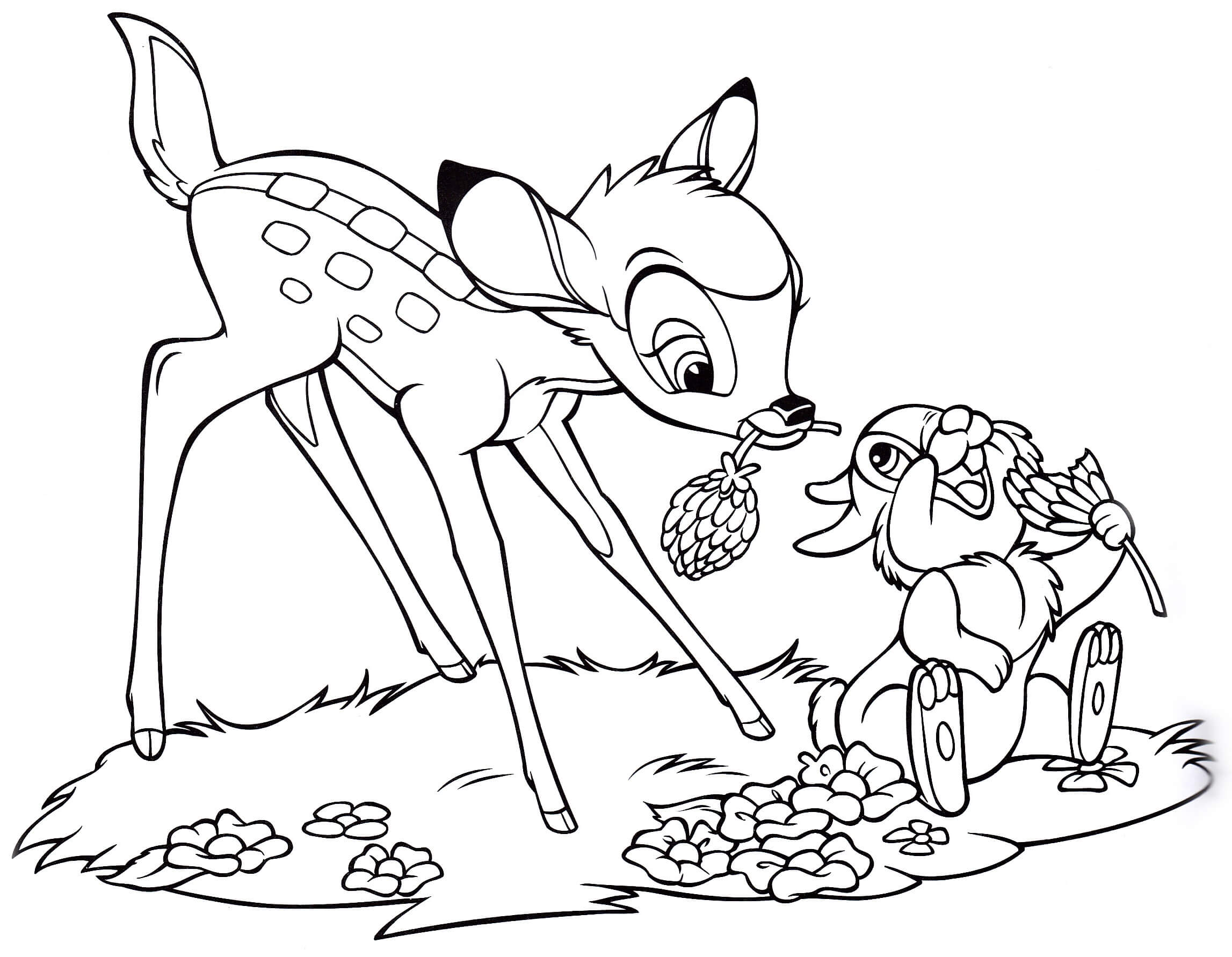 Dibujos de Bambi y Thumper Disney para colorear