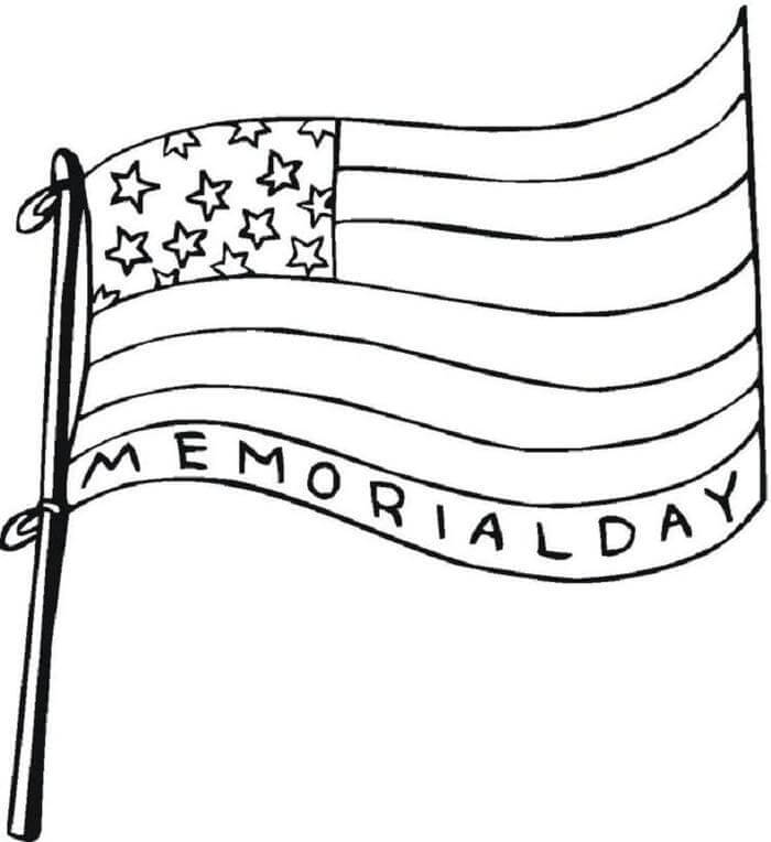 Bandera De Estados Unidos En El Día De Los Caídos para colorir