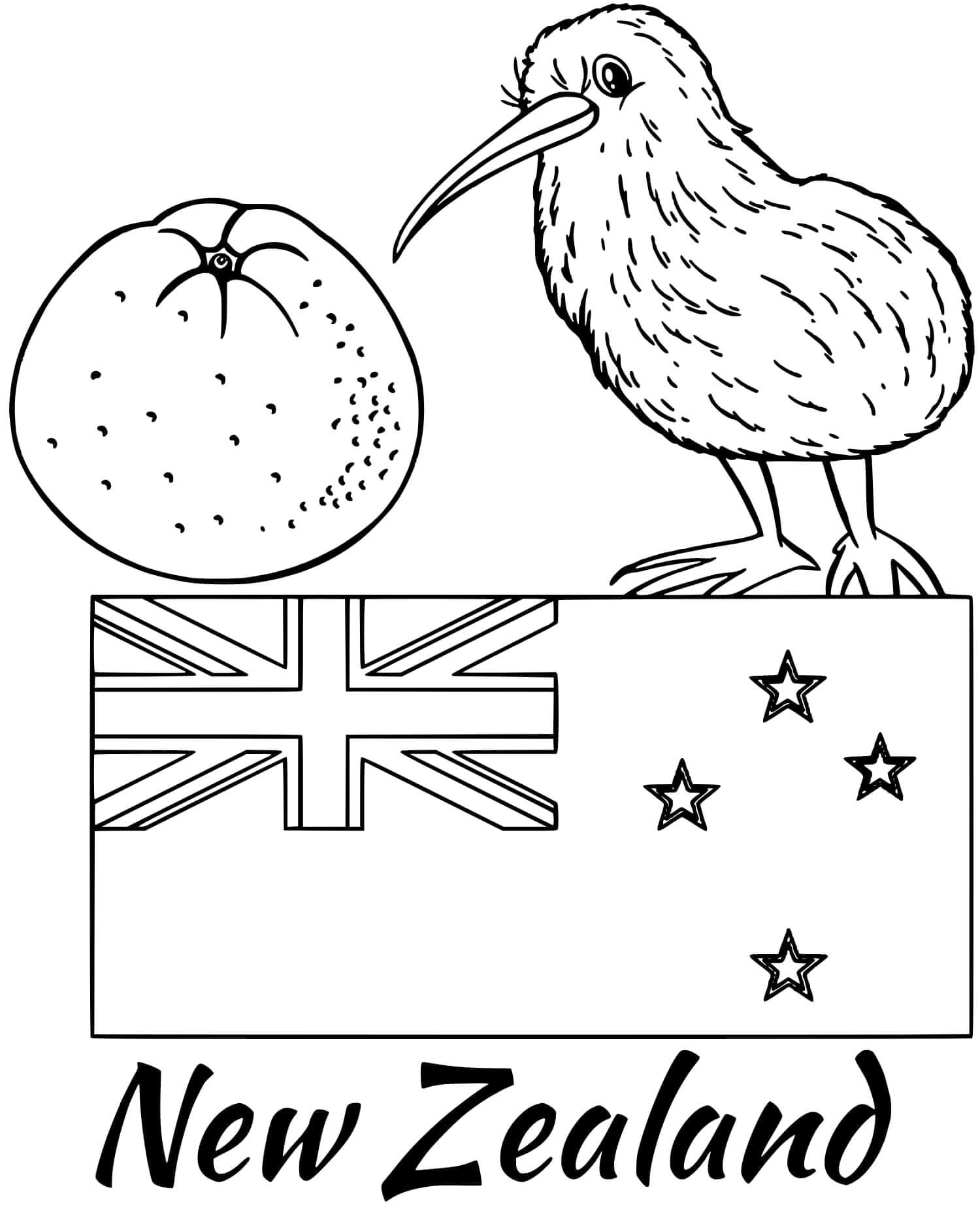 Bandera de Austria con Kiwi para colorir
