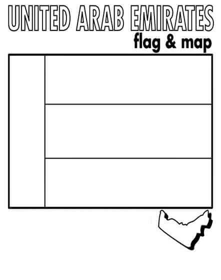 Bandera y Mapa De Los Emiratos Árabes Unidos para colorir