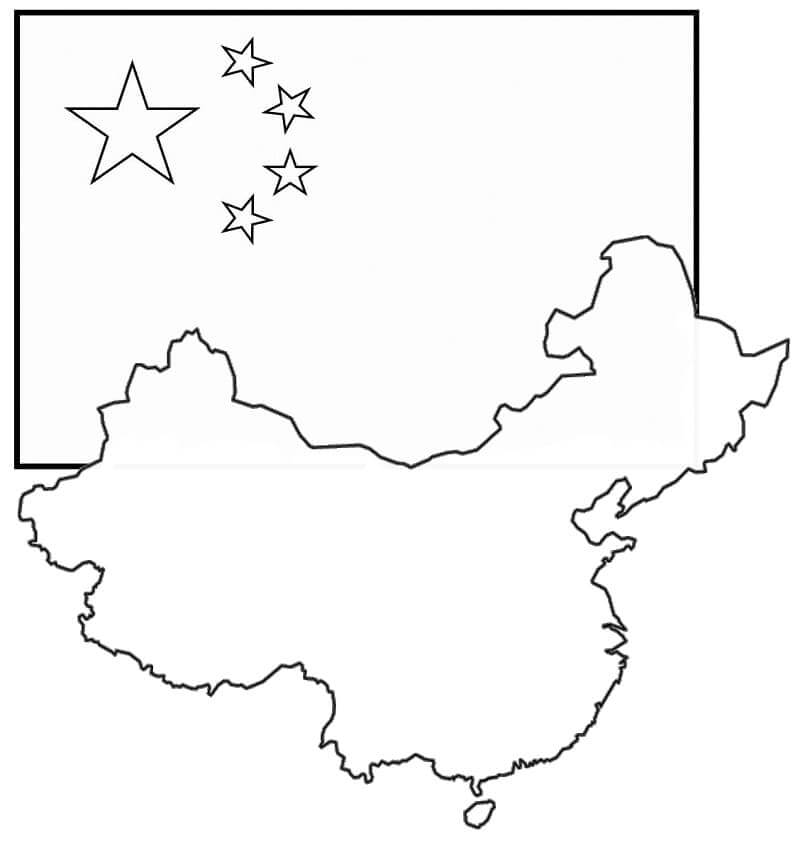 Bandera y Mapa de China para colorir