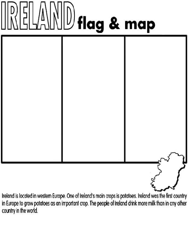 Dibujos de Bandera y Mapa de Irlanda para colorear