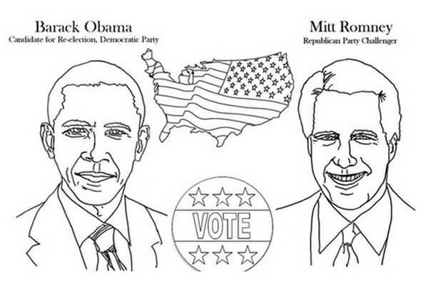 Barack Obama y Mitt Romney para colorir