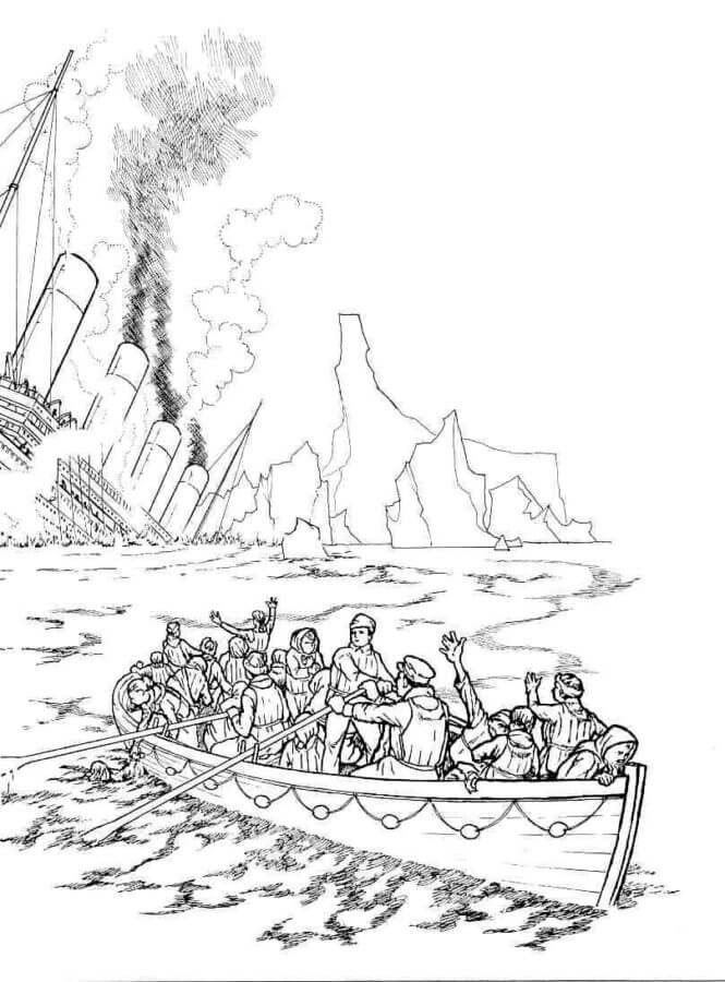 Dibujos de Barco Con Pasajeros En El Titanic para colorear