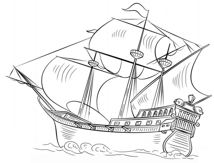 Barco Galeón para colorir