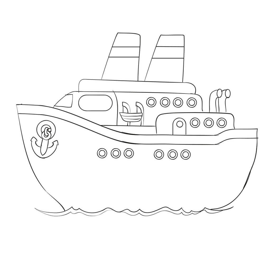 Dibujos de Barco de Crucero de Bosquejo para colorear