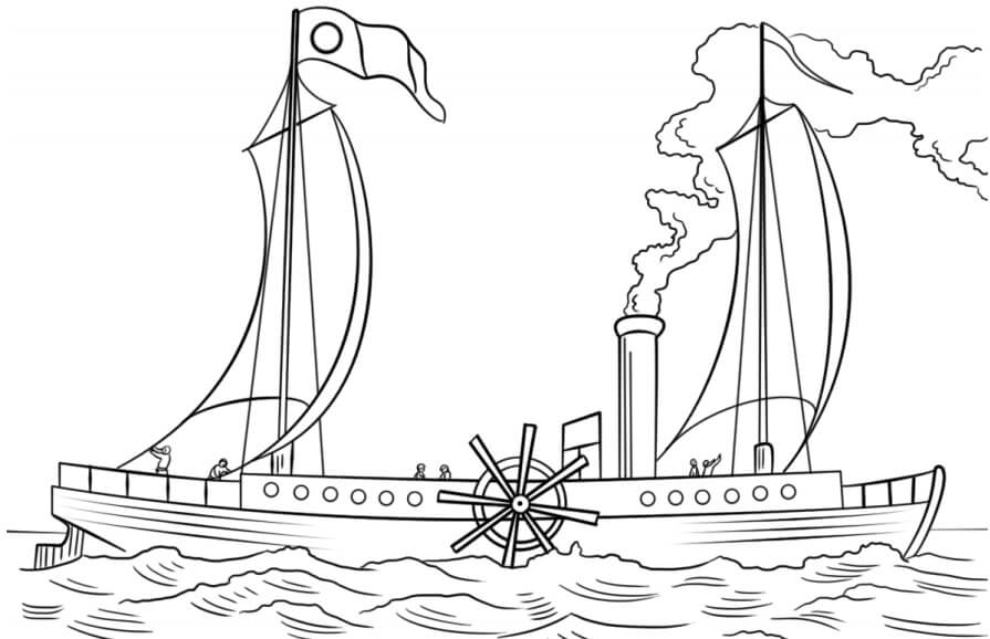 Dibujos de Barco de Vapor Clermont para colorear
