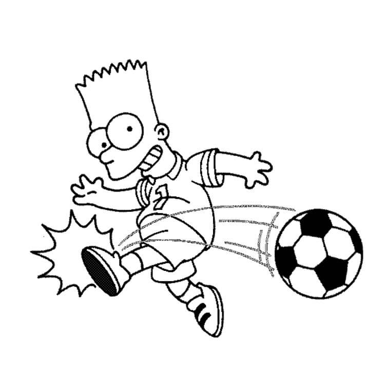 Bart Juega al Fútbol para colorir