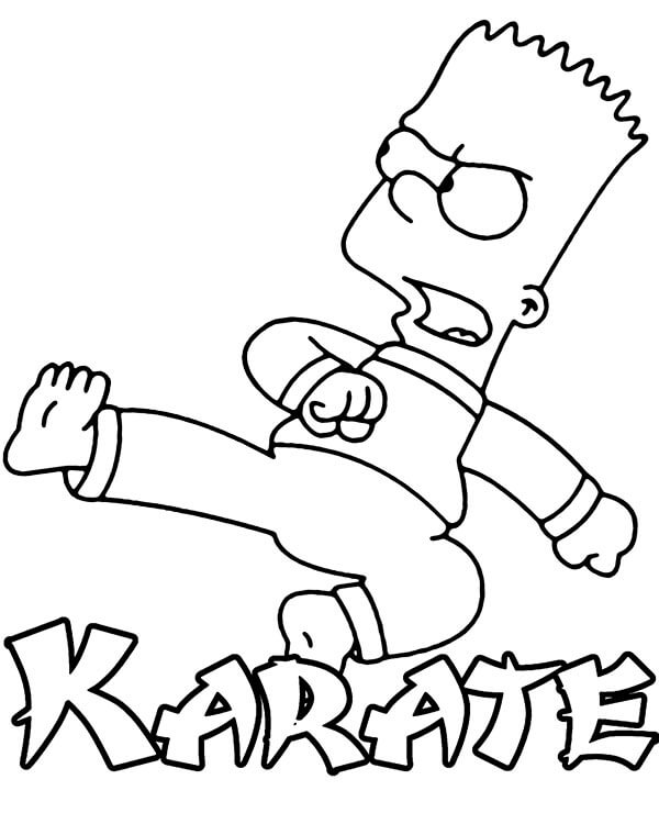 Dibujos de Bart Simpson Karate para colorear