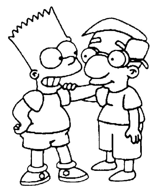 Dibujos de Bart Simpson y Amigo para colorear