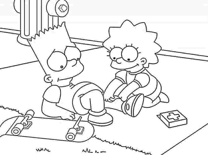 Bart y Lisa Simpson para colorir