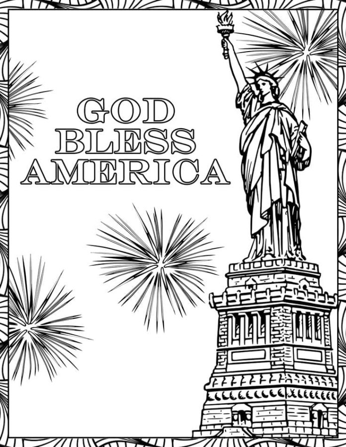 Dibujos de Básico Dios Bendiga a América para colorear