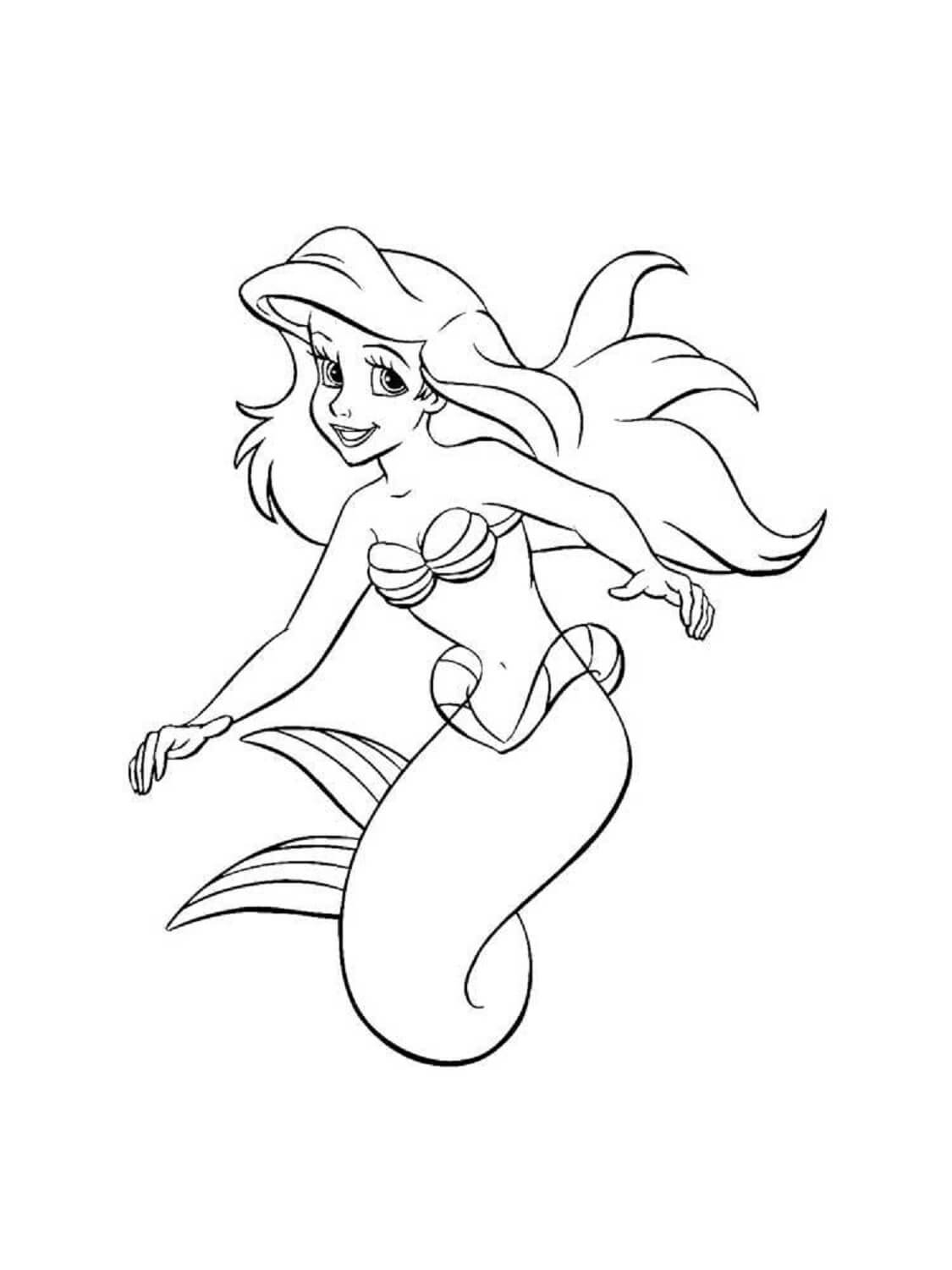Dibujos de Básico Sirenita Ariel para colorear