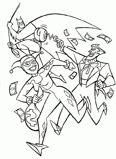 Batman, Harley Quinn y Joker para colorir