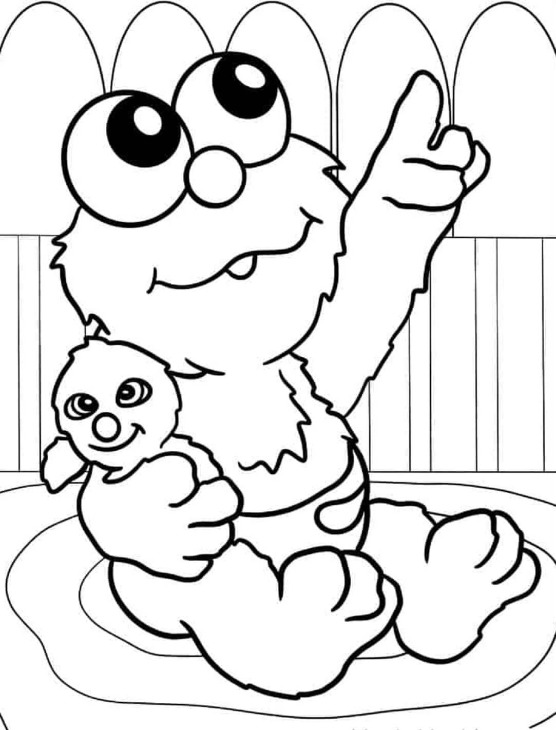 Dibujos de Bebé Elmo Con Juguete para colorear