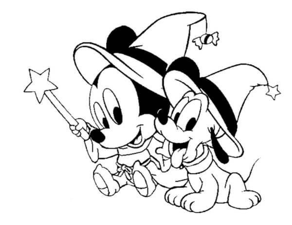 Bebé Mickey y Plutón para colorir