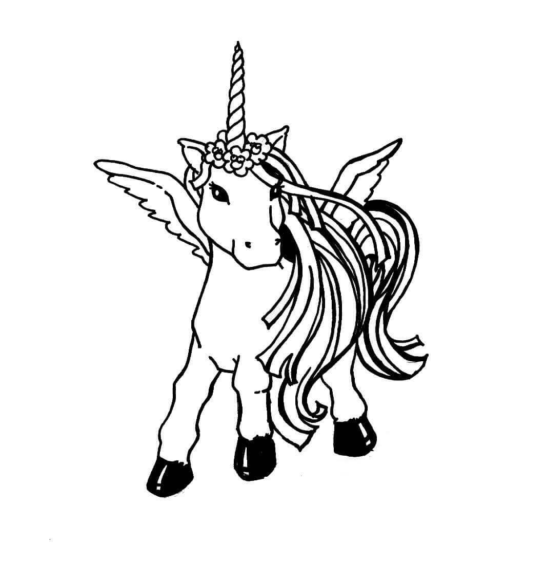 Dibujos de Bebé Unicornio con Alas para colorear