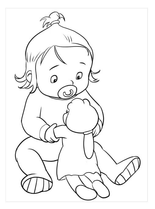 Dibujos de Bebé con Juguete para colorear