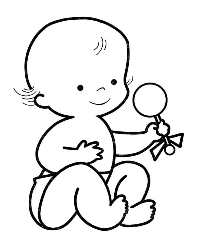 Bebé sosteniendo Caramelo para colorir