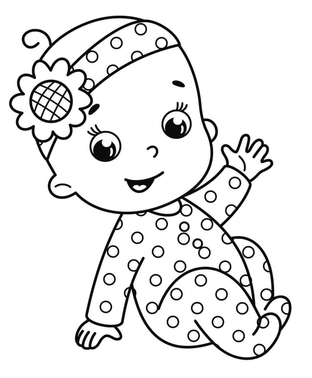 Dibujos de Bebé tenencia Pato Juguete para colorear