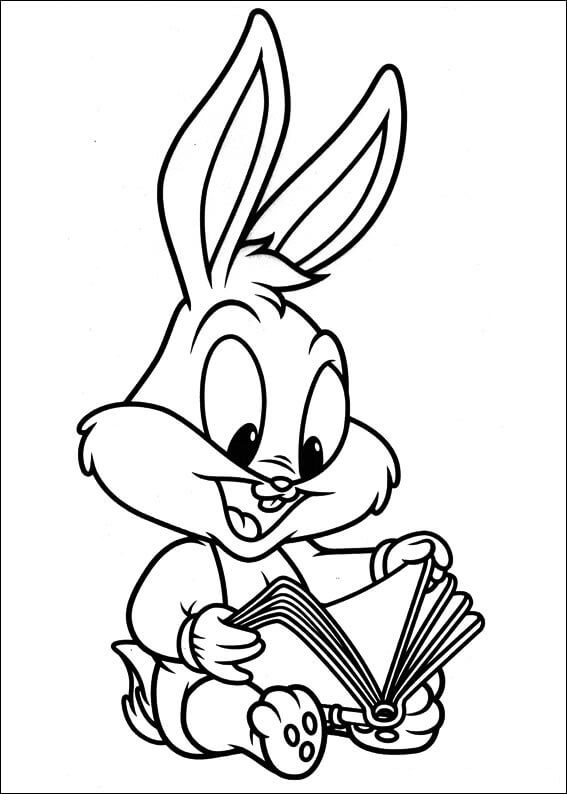 Dibujos de Bebé Bugs Bunny Leyendo para colorear