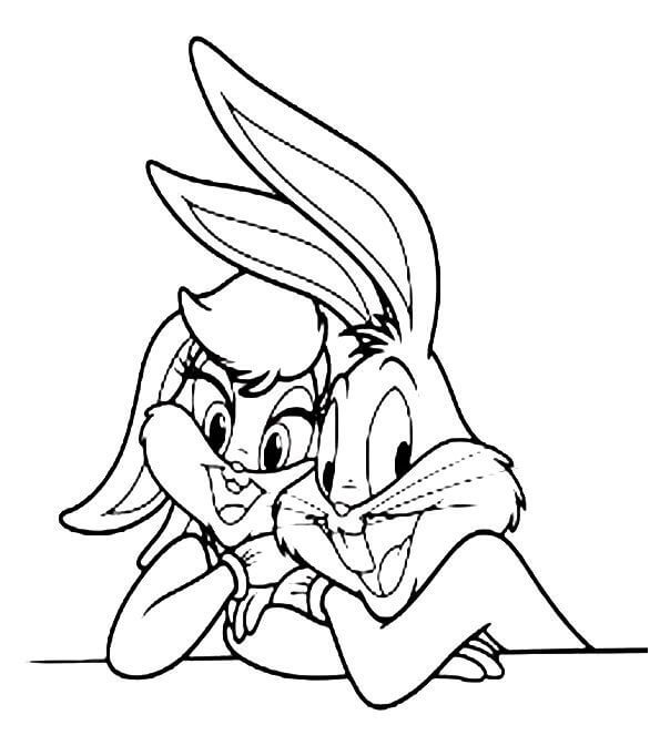 Dibujos de Bebé Bugs Bunny con Lola para colorear