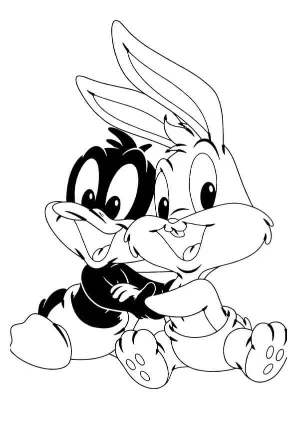 Dibujos de Bebé Bugs Bunny y amigo para colorear