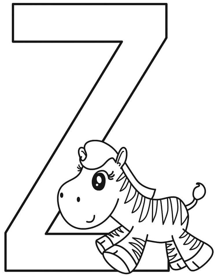 Bebé Cebra Letra Z para colorir