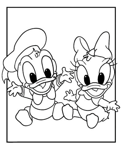 Bebé Daisy Duck y Donald Duck para colorir