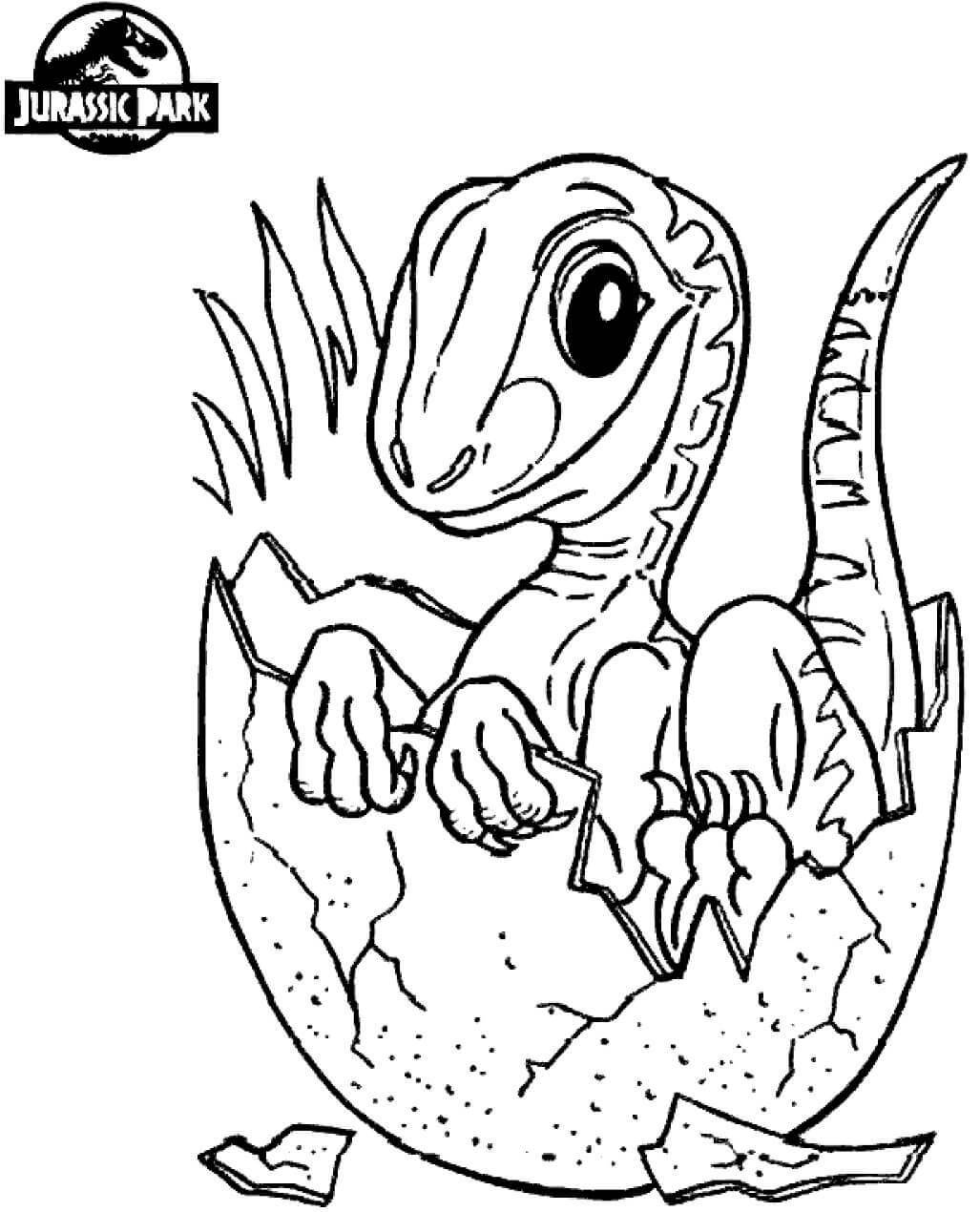 Dibujos de Bebé Dinosaurio en el Mundo Jurásico para colorear
