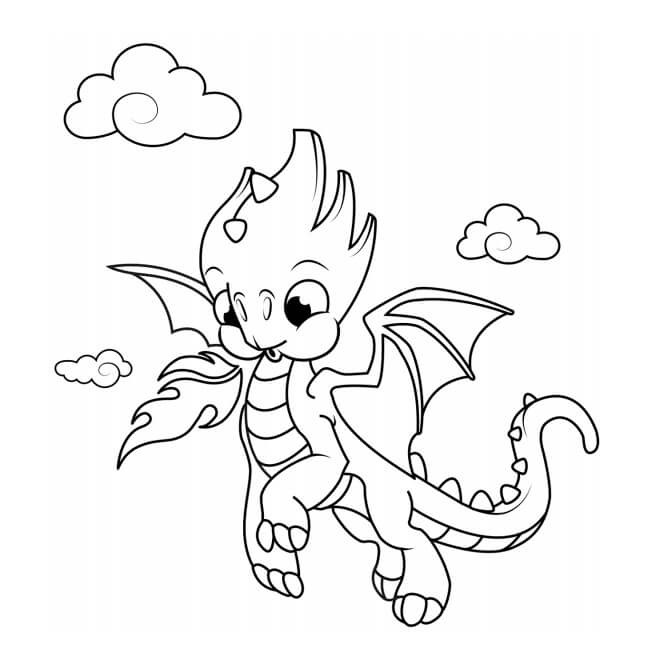 Dibujos de Bebé Dragón Volando para colorear