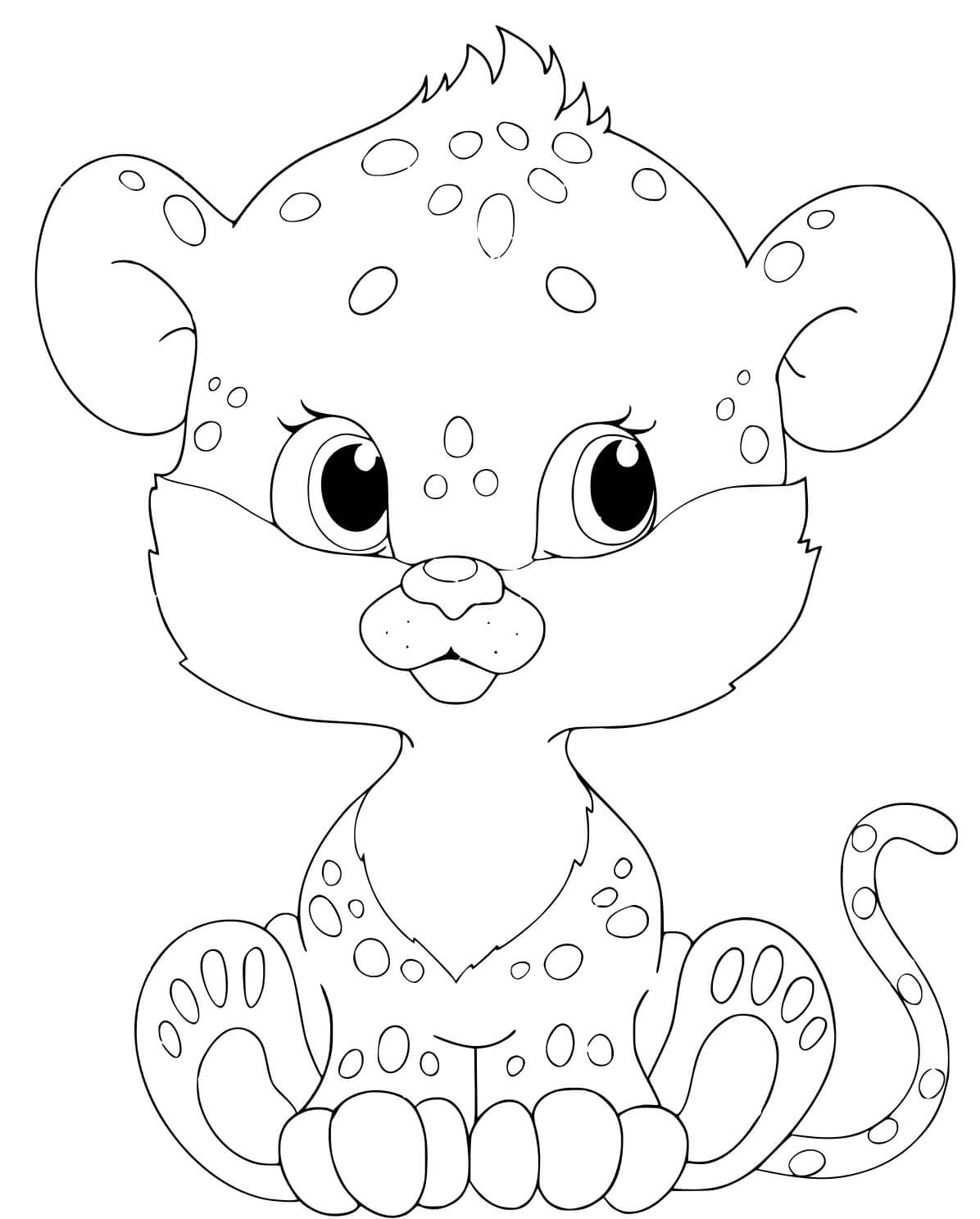 Bebé Leopardo Sentado para colorir