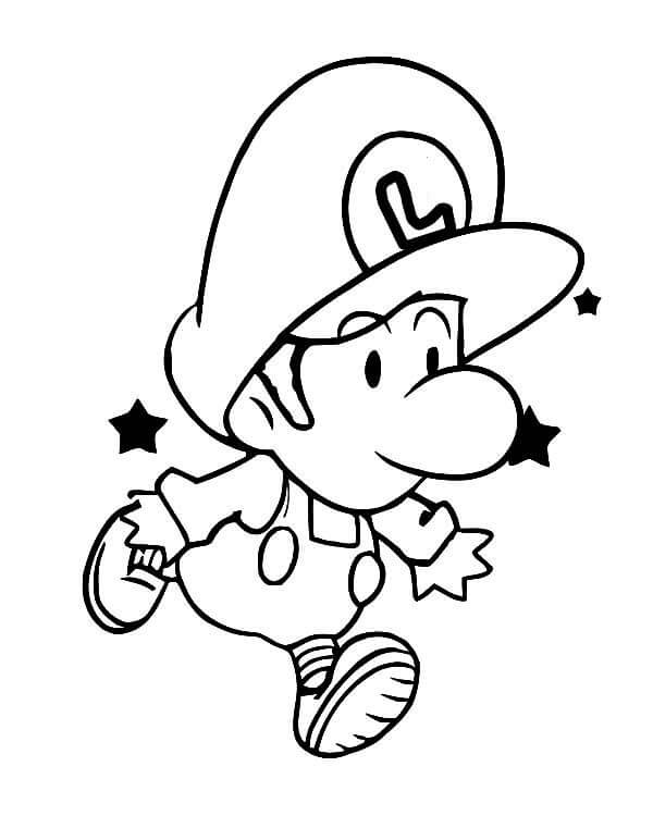 Bebé Luigi corriendo para colorir