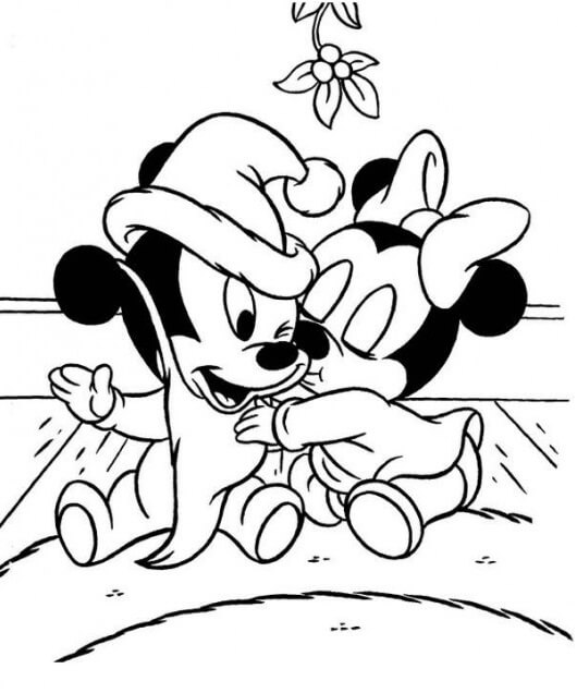 Dibujos de Bebé Minnie Mouse Beso Bebé Mickey Mouse para colorear