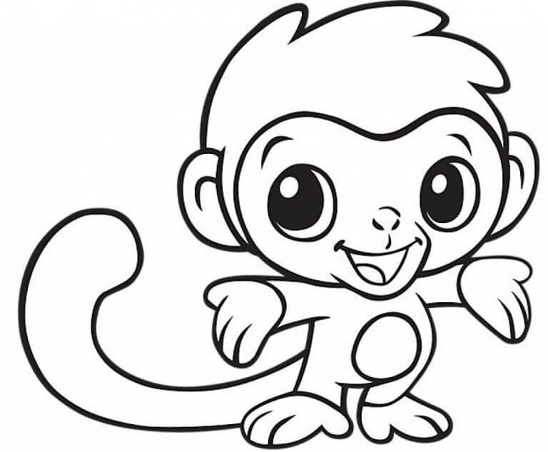 Bebé Mono Feliz para colorir