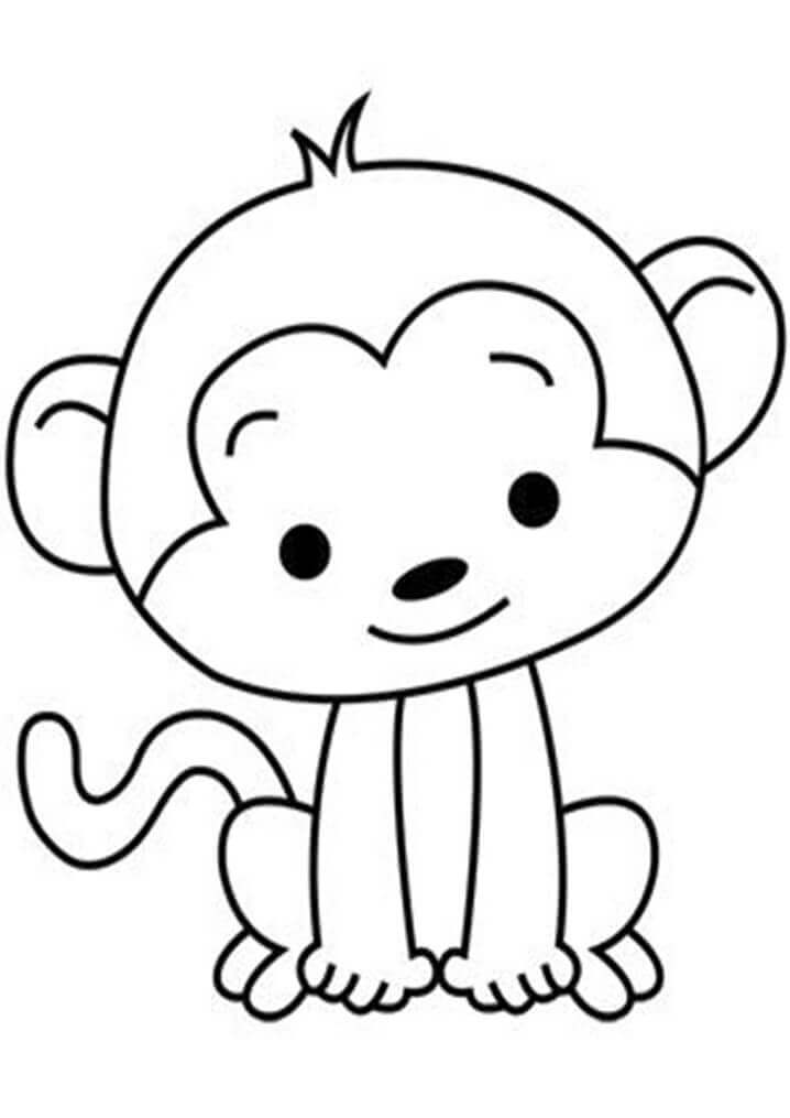 Bebé Mono Sonriendo para colorir