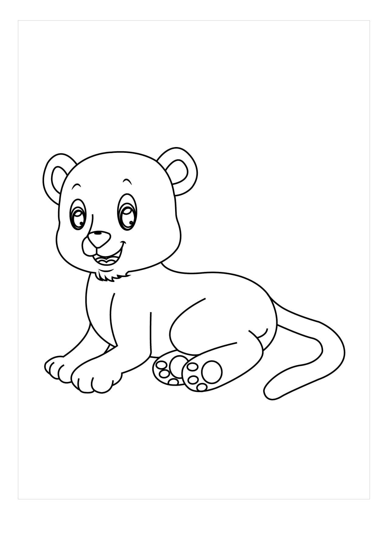 Bebé Puma Sentado para colorir
