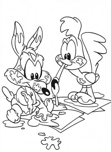 Bebé Road Runner y bebé Wile E. Coyote Pintura para colorir