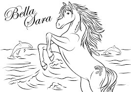 Dibujos de Bella Sara Saltando en la Playa para colorear
