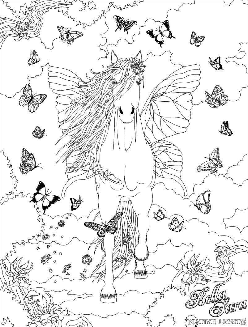 Dibujos de Bella con Mariposa para colorear
