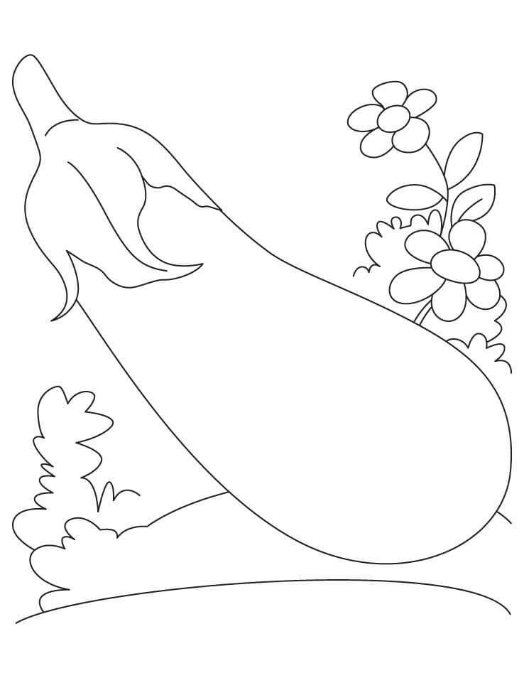 Dibujos de Berenjena con Flor para colorear