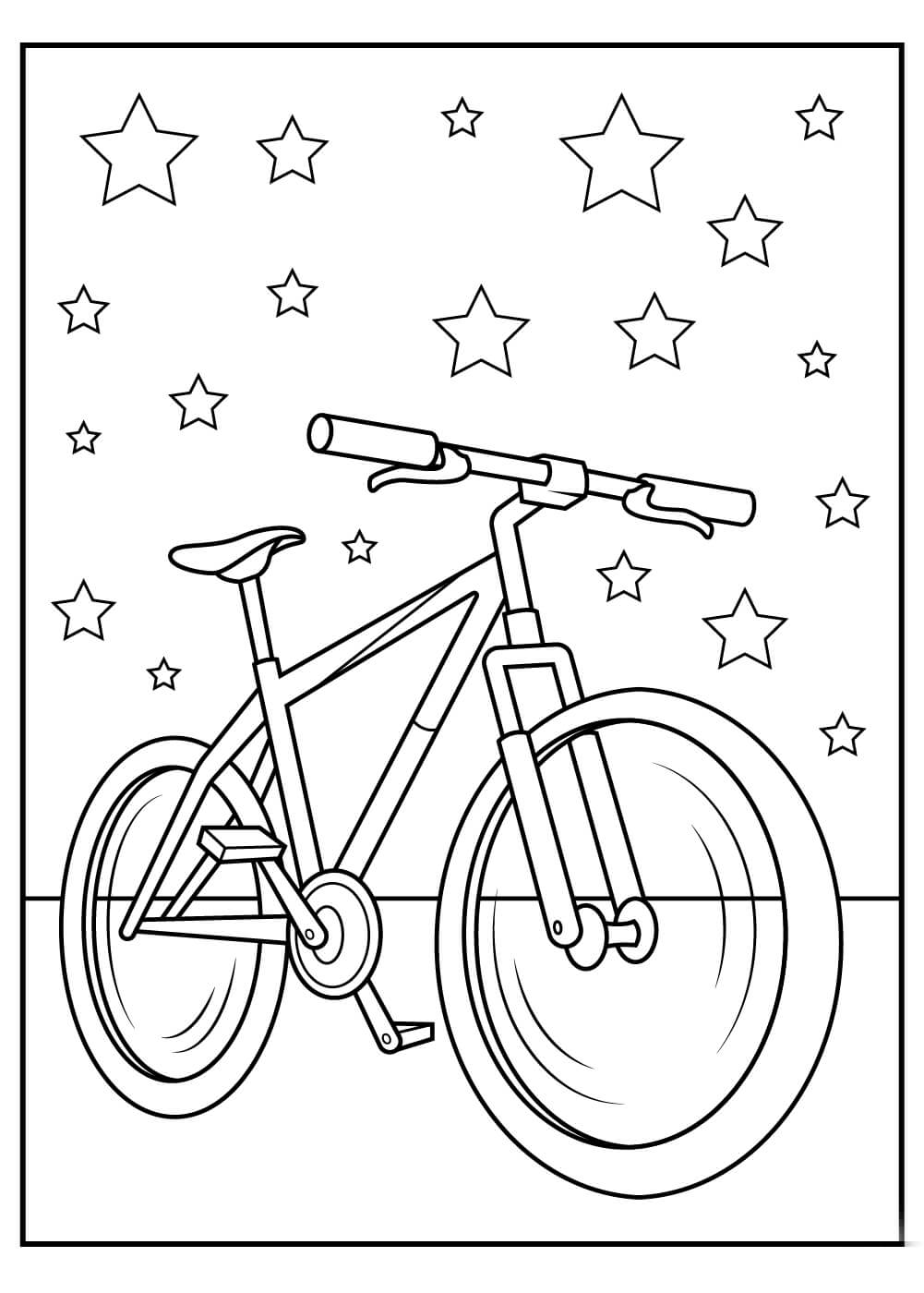 Bicicleta con Estrella para colorir
